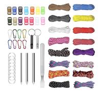 Paracord 550 Set 16 Colours, Multifunctional Nylon Rope, Buckles with Needles for Making DIY Bracelet, Dog Lead or Collar, Lanyard, Key Fob
