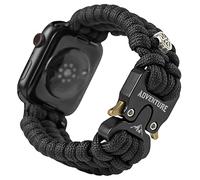 Paracord Band Compatible with Apple Watch Band 42mm 44mm 45mm, Robust Survival Tactical Weave Strap Paracord with Stainless Steel Buckle Quick Release for iWatch Series SE 7 6 5 4 3 2 1 for Men