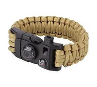 Paracord bracelet 9" buckle with whistle and compass - Coyote