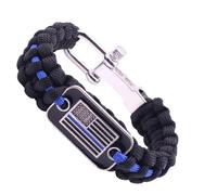 Paracord Bracelet - US Flag 550 Cord Wristband for Veterans with Adjustable Shackle | Survival Rope Wrist Strap, Bronze Emblem Outdoor Gear for Hiking Camping Everyday Wear