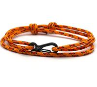 Paracord Climbing Rope Bracelet - Strong with Carabiner Clip - Adjustable Neon Orange Survival Bracelet for Men