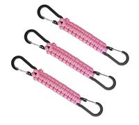 Paracord Keychain Carabiner Clips 3 Pack, Key Chain with Snap Hook Carabiner, Keyring Clips with D Ring Hooks Hangers, Heavy Duty Lanyard for Car Keys, Backpack, Tools, Or as A Key Organiser (Pink)