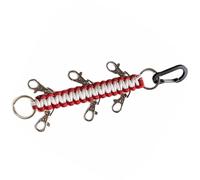 Paracord Keychain Carabiner Key Ring for Climbing Everyday Carry | Handwoven Alloy Clip, Quick Attachment for Bag Zippers and Small Tools, Red and White