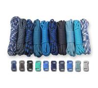 Paracord Planet 550 lb Type III Crafting Kits with Buckles, 50', Blues