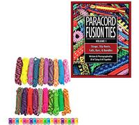 PARACORD PLANET 550Lb Type Iii Paracord Combo Crafting Kit With Free Buckles And How-To Book " Paracord Fusion Ties - Volume 1: Straps, Slip Knots, Falls, Bars, And Bundles " By J.D. Lenzen Big Neon
