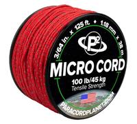 PARACORD PLANET Glow in the Dark Micro Cord, 1.18mm Diameter, 125 Feet Spool, Reflective Imperial Red, Great for Crafting, DIY, Jewelry, Macramé, Outdoor Activities