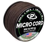 Paracord Planet Micro Paracord - Thin Braided Cord for Crafting, Fishing, and DIY Projects in 38m Spools - Brown