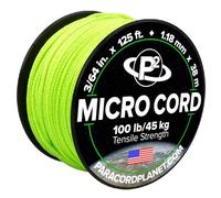 Paracord Planet Micro Paracord - Thin Braided Cord for Crafting, Fishing, and DIY Projects in 38m Spools - Neon Green