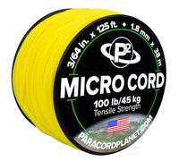 Paracord Planet Micro Paracord - Thin Braided Cord for Crafting, Fishing, and DIY Projects in 38m Spools - Neon Yellow