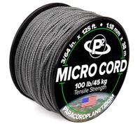 Paracord Planet Micro Paracord - Thin Braided Cord for Crafting, Fishing, and DIY Projects in 38m Spools - Charcoal Grey
