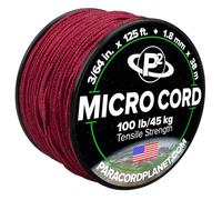 Paracord Planet Micro Paracord - Thin Braided Cord for Crafting, Fishing, and DIY Projects in 38m Spools - Burgundy