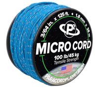 Paracord Planet Micro Paracord - Thin Braided Cord for Crafting, Fishing, and DIY Projects in 38m Spools - Reflective Royal Blue