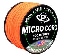 Paracord Planet Micro Paracord - Thin Braided Cord for Crafting, Fishing, and DIY Projects in 38m Spools - Neon Orange