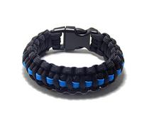 Paracord Survival Bracelet Black Thin Blue Line Police