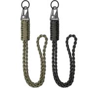 ParaDance Heavy Duty Paracord Lanyards for Keys, Braided Key Lanyards for ID Badges, Tactical Rope Keychain Necklace for Men Women, Cell Phone Car Key Camera Whistle, Traveling, Black&Green