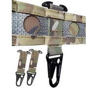 ParaDance Tactical MOLLE Accessories Clip T-Mount Clash Hook, Glove Clips MOLLE Key Holder with Hanging Carabiner, for Plate Carrier Duty Belt Battle Belt Backpack (Multi Camo X 2)
