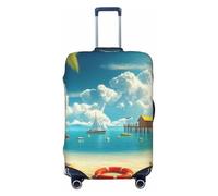 Paradise Beach Coconut Tree Elastic Travel Luggage Cover Suitcase Protector, Print Suitcase Baggage Cover Anti-Scratch