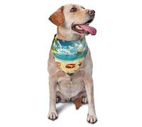 Paradise Beach Coconut Tree Printed Graphic Pet Triangle Scarf For Dogs & Cats, Adjustable Cute Pet Bandana For & Photo Shoots