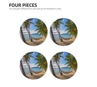 Paradise Beach Palm Trees Car Air Fresheners 4 Pcs, Funny Hanging Car Air Fresheners Cute Long Lasting Scented Mirror Hanging Decoration Ornaments Gift Interior Decor Accessories For Men Women