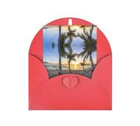 Paradise Beach Palm Trees Patterned Red holiday cards, thank you cards for anniversaries and birthdays