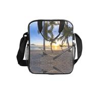 Paradise Beach Palm Trees Print Clear Pvc Waterproof Tote Transparent See Through Lunch Handbag,Travel Toiletry Bag,Women Men Work Shopping