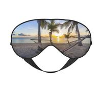 Paradise Beach Palm Trees Print Sleep Mask Silk Eye Cover Soft Satin Blindfold Elastic Strap Night Eyeshade Travel Nap for Women Men