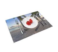 Paradise Beach Palm Trees Printed heat-resistant placemats set (4 pieces), rectangular placemats, suitable for kitchen and dining room
