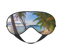 Paradise Beach Palm Trees Sleep Mask for Women & Men - Double-Sided Eye Mask with Adjustable Strap, Soft Silky Feel, Light-Blocking & Breathable for Travel, Nap, Shift Work, Yoga