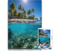Paradise Beach Water Adult Jigsaw Puzzles1000 Pieces Brain Challenge Learning Game Thoughtful Surprise for Celebrations Size 38x26cm