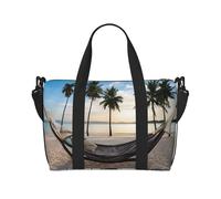 Paradise Beach with Hammock Coconut Palm Trees Print Handheld Crossbody Travel Bag Single Shoulder Handbag Sports and Fitness Bag Travel Luggage Bag