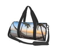 (Paradise Beach with Hammock Coconut Palm Trees) Print Round Large Travel Bag - Multi-Compartment Organizer Lightweight for Trips & Sports