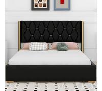 PARADISE BEDS LTD Dream Elite Velvet Upholstered Double Bed Set in Black PARADISE BEDS LTD Black Double
