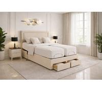 PARADISE BEDS LTD Emma Storage Electric Adjustable Mobility Bed with Mattress in Cream | Size: Super King PARADISE BEDS LTD Cream Super King