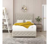 PARADISE BEDS LTD Harmony Sleep Velvet Upholstered Double Bed Set in Off-White PARADISE BEDS LTD Off-White Double