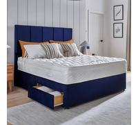 PARADISE BEDS LTD Luxe Divan Bed Set with storage drawers, Mattress & Headboard in Dark Blue | Size: Small Double PARADISE BEDS LTD Dark Blue Small Double