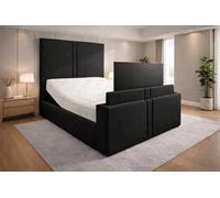 PARADISE BEDS LTD Luxury Upholstered Adjustable TV Bed in Black | Size: Double PARADISE BEDS LTD Black Double