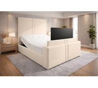 PARADISE BEDS LTD Luxury Upholstered Adjustable TV Bed in Cream | Size: King PARADISE BEDS LTD Cream King