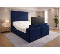 PARADISE BEDS LTD Luxury Upholstered Adjustable TV Bed in Dark Blue | Size: Double PARADISE BEDS LTD Dark Blue Double