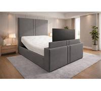 PARADISE BEDS LTD Luxury Upholstered Adjustable TV Bed in Dark Grey | Size: Double PARADISE BEDS LTD Dark Grey Double