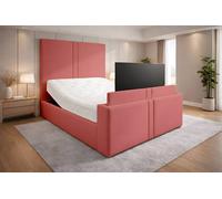 PARADISE BEDS LTD Luxury Upholstered Adjustable TV Bed in Dark Red | Size: Double PARADISE BEDS LTD Dark Red Double