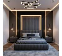 PARADISE BEDS LTD Noble Grace High Headboard Bed in Grey | Size: Double PARADISE BEDS LTD Grey Double