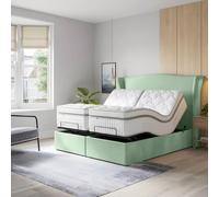 PARADISE BEDS LTD Orthopaedic Electric Adjustable Bed Set With Mattress & Headboard in Pale Green | Size: Super King PARADISE BEDS LTD Pale Green Super King