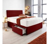 PARADISE BEDS LTD Orthopedic Divan Bed Set With Memory Foam Spring Mattress in Dark Red | Size: Small Double PARADISE BEDS LTD Dark Red Small Double