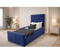 PARADISE BEDS LTD Single Upholstered Kids Bed Frame With Headboard in Dark Blue PARADISE BEDS LTD Dark Blue Single