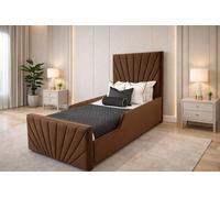 PARADISE BEDS LTD Single Upholstered Kids Bed Frame With Headboard in Dark Brown PARADISE BEDS LTD Dark Brown Single