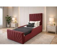 PARADISE BEDS LTD Single Upholstered Kids Bed Frame With Headboard in Dark Red PARADISE BEDS LTD Dark Red Single