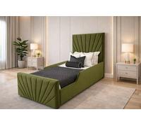 PARADISE BEDS LTD Single Upholstered Kids Bed Frame With Headboard in Olive PARADISE BEDS LTD Olive Single