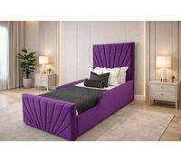 PARADISE BEDS LTD Single Upholstered Kids Bed Frame With Headboard in Purple PARADISE BEDS LTD Purple Single