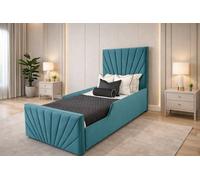 PARADISE BEDS LTD Single Upholstered Kids Bed Frame With Headboard in Teal PARADISE BEDS LTD Teal Single