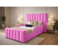 PARADISE BEDS LTD Single Wooden Upholstered Kids Bed Frame With Headboard in Bright Pink PARADISE BEDS LTD Bright Pink Single
